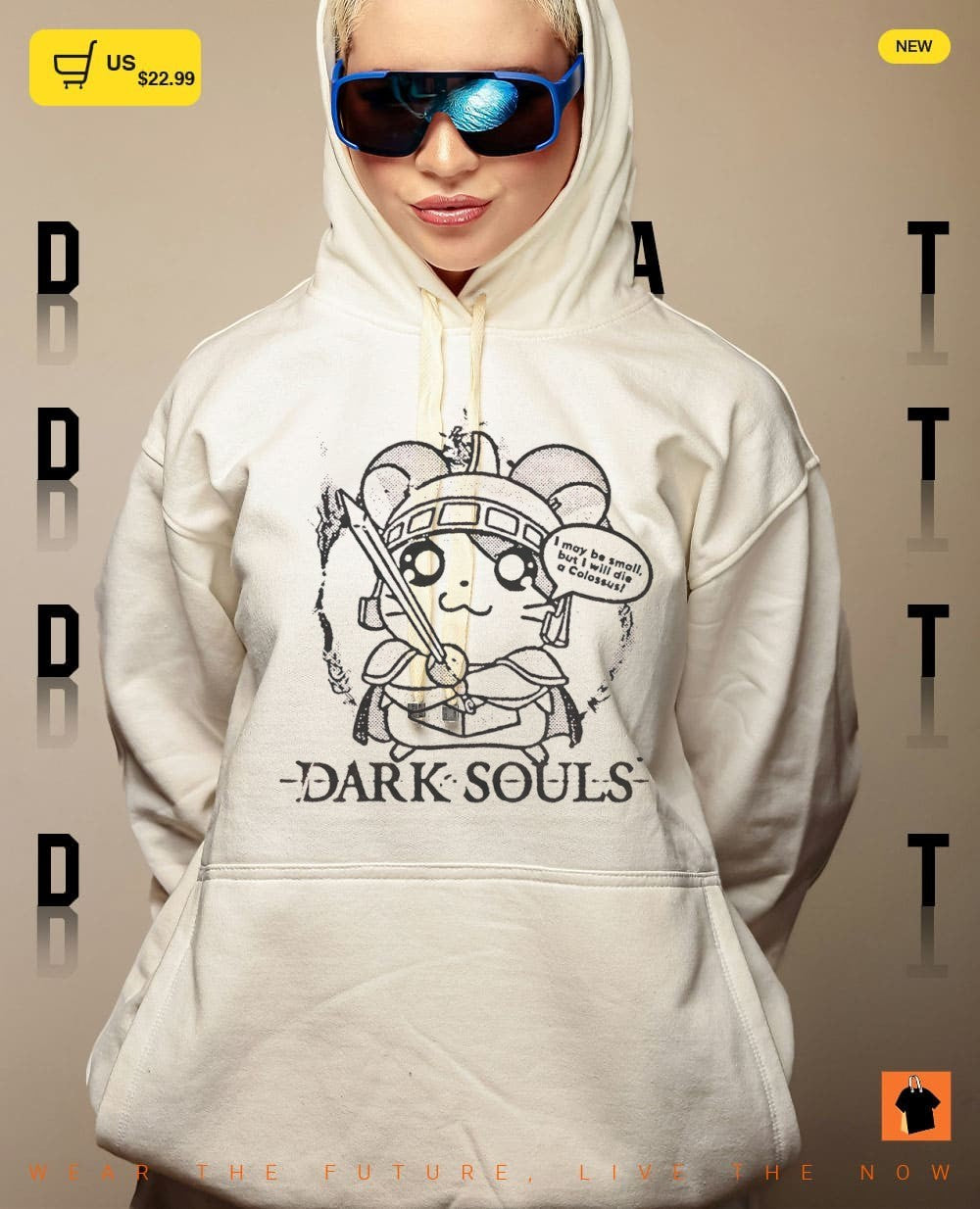 Hamtaro Dark Souls I may be small but I will die a Colossus shirt