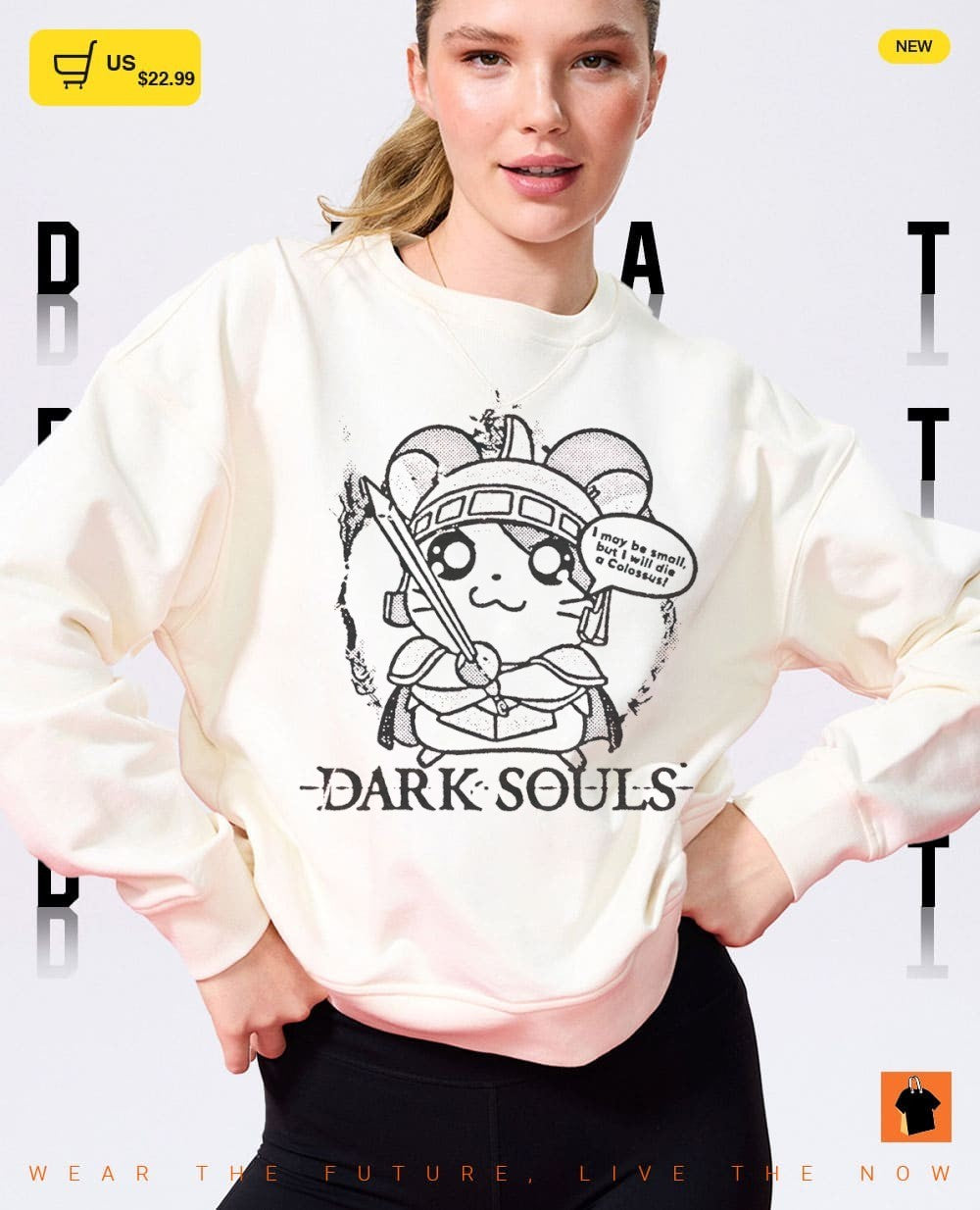 Hamtaro Dark Souls I may be small but I will die a Colossus shirt