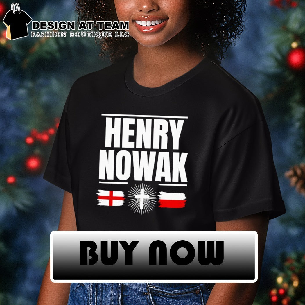 Henry Nowak England and Poland flags Christian Cross shirt
