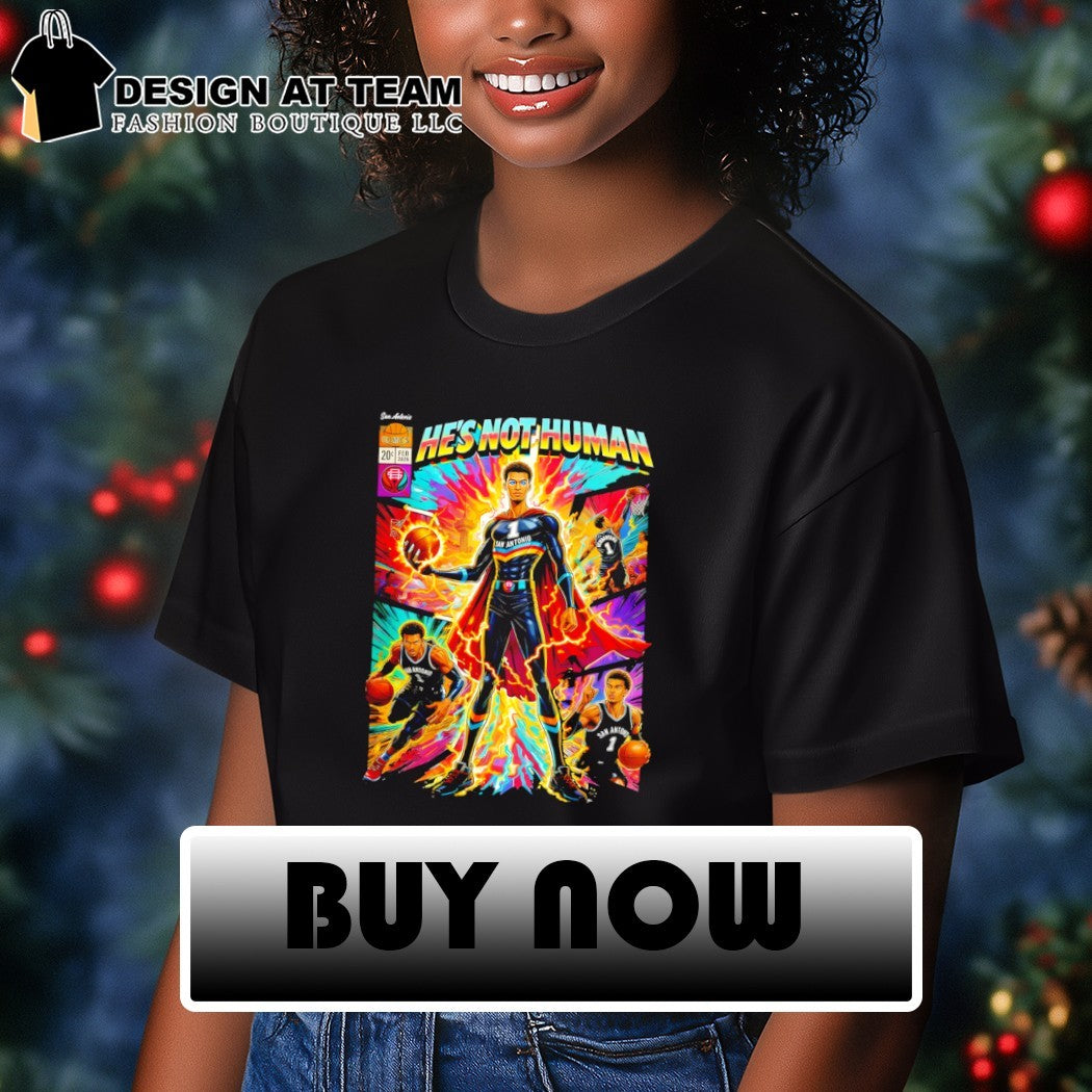 He’s not human comic Victor Wembanyama San Antonio Spurs Basketball NBA 2026 shirt