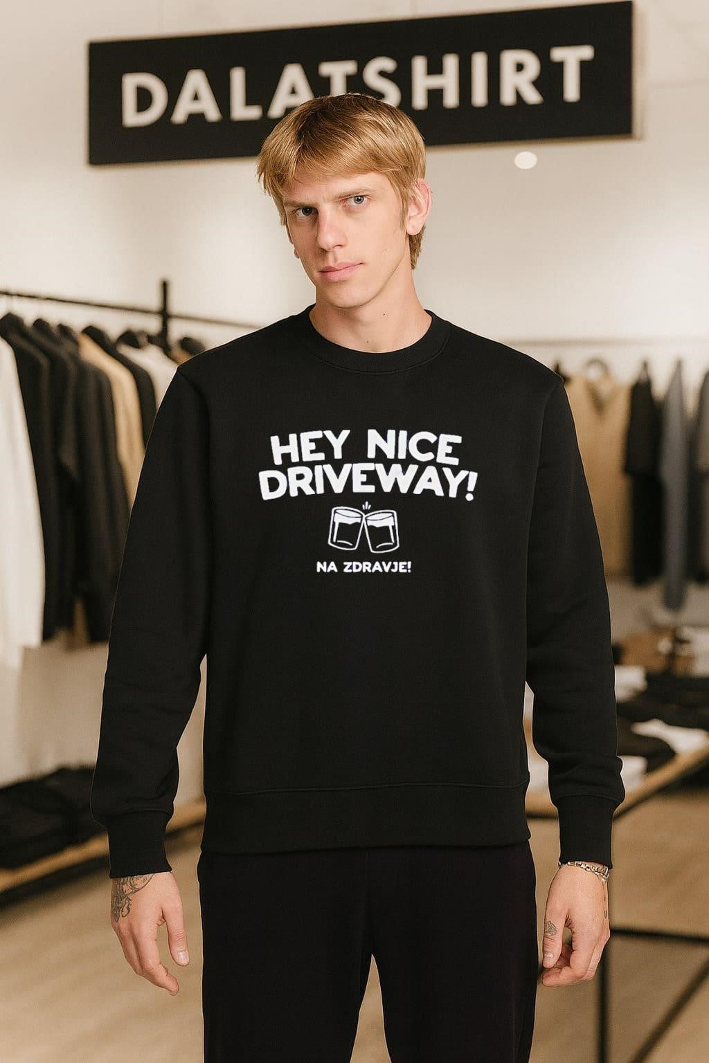 Hey Nice Driveway Na Zdravlje Beer Glasses Cheers Fun shirt