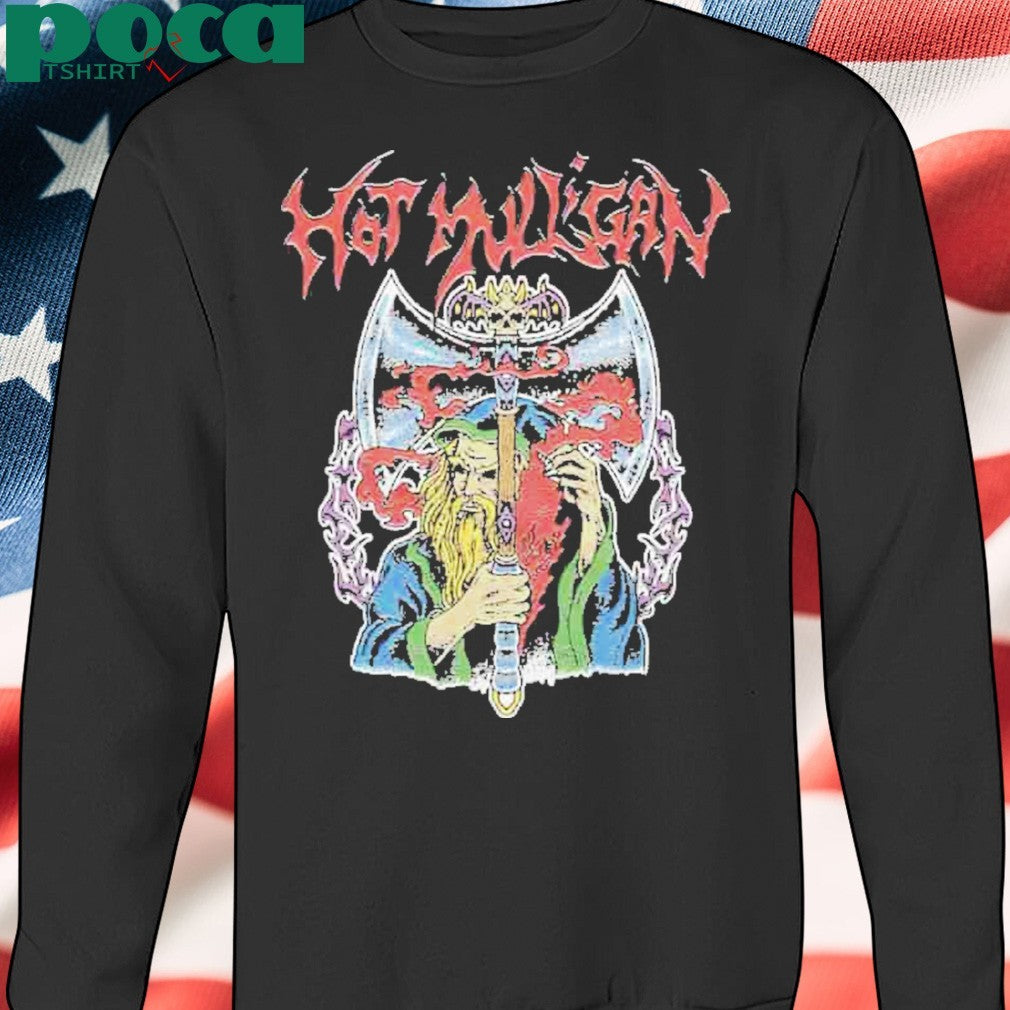 Mulligan Wizard Axe Black Tee With Fantasy Wizard And Battle Axe Graphic Merchandise Unisex T-Shirt
