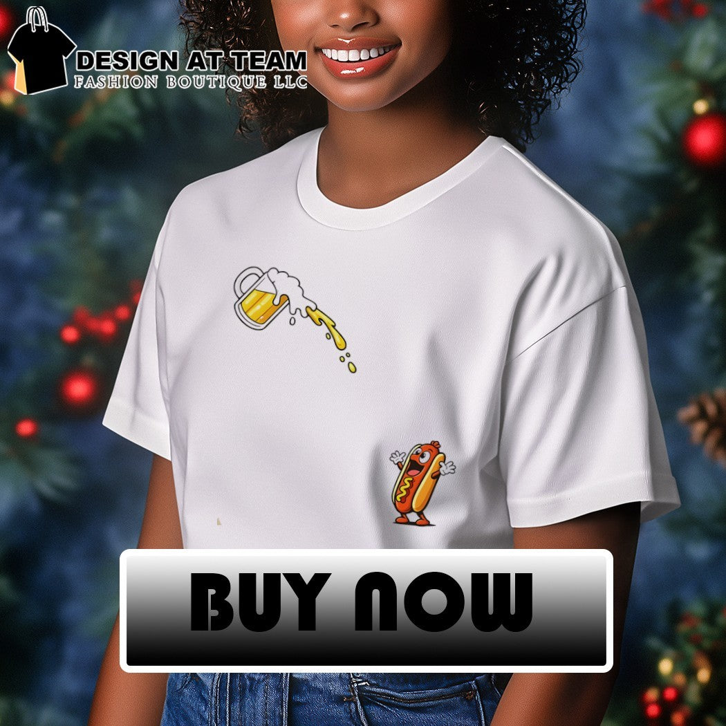 Hotdog Beer chug American flag 4th of July shirt