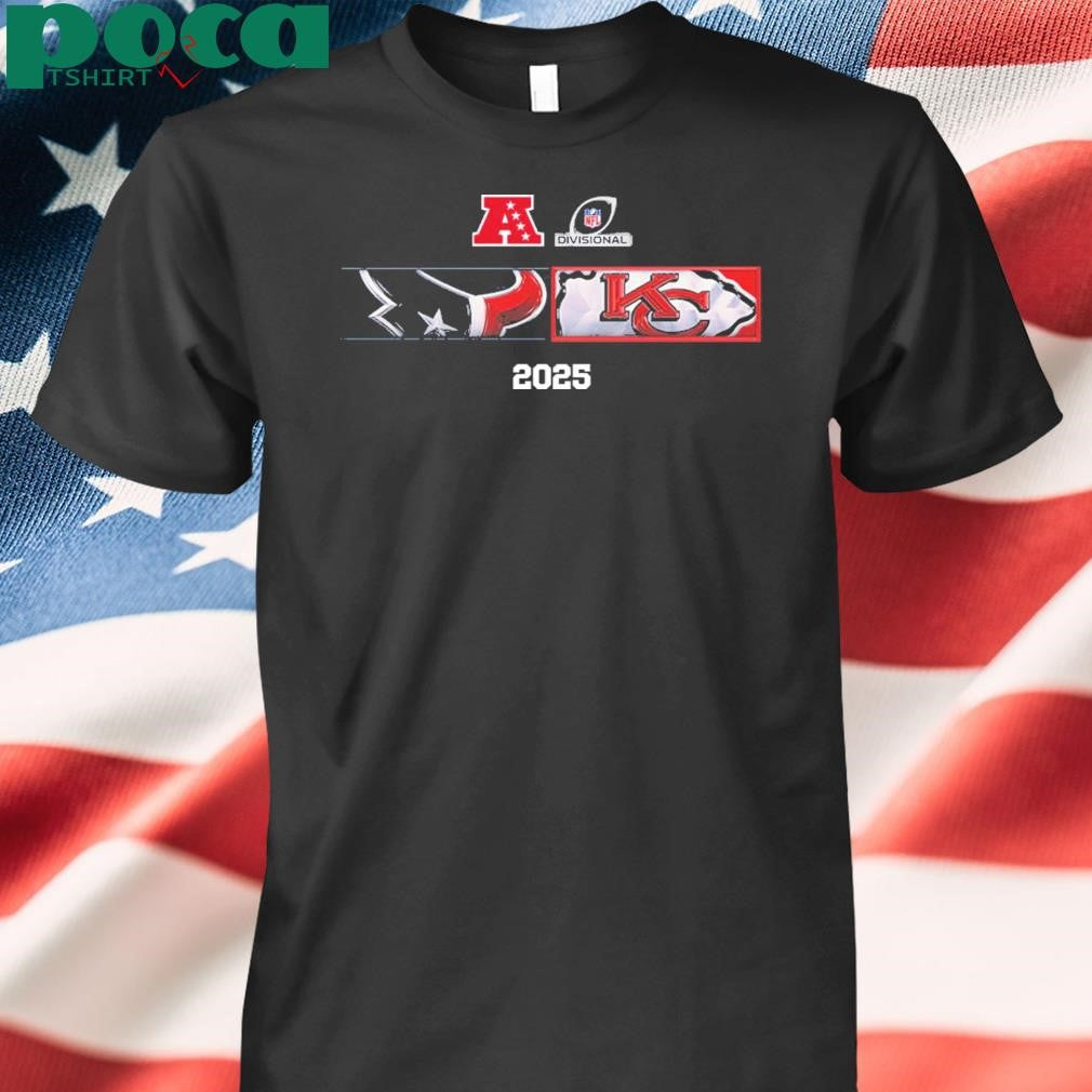 Houston Texans And Kansas City Chiefs Matchup 2025 AFC Divisional Round Head To Head Logo Unisex T-Shirt