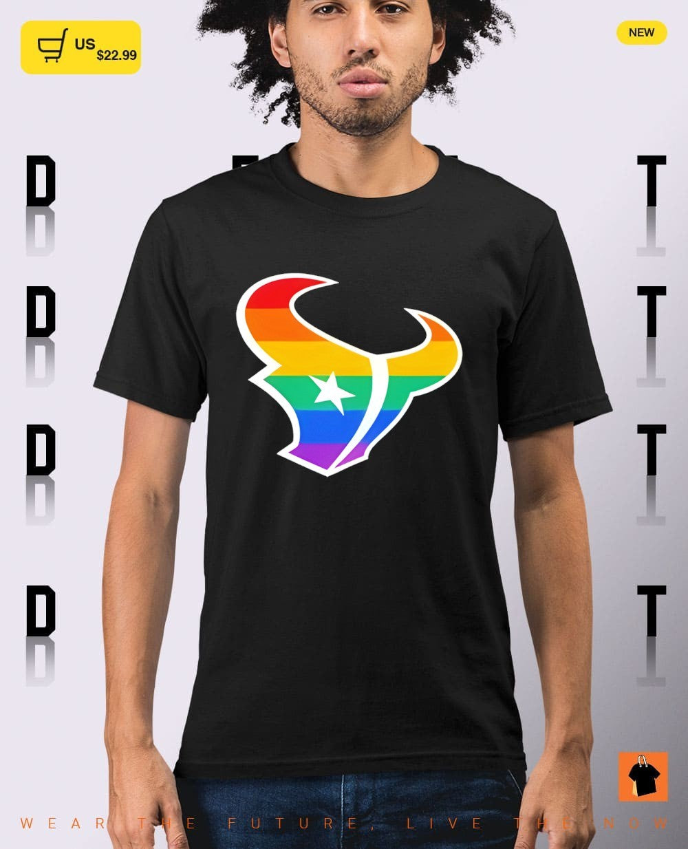 Houston Texans pride bull logo symbol apparel colorful team mascot football shirt