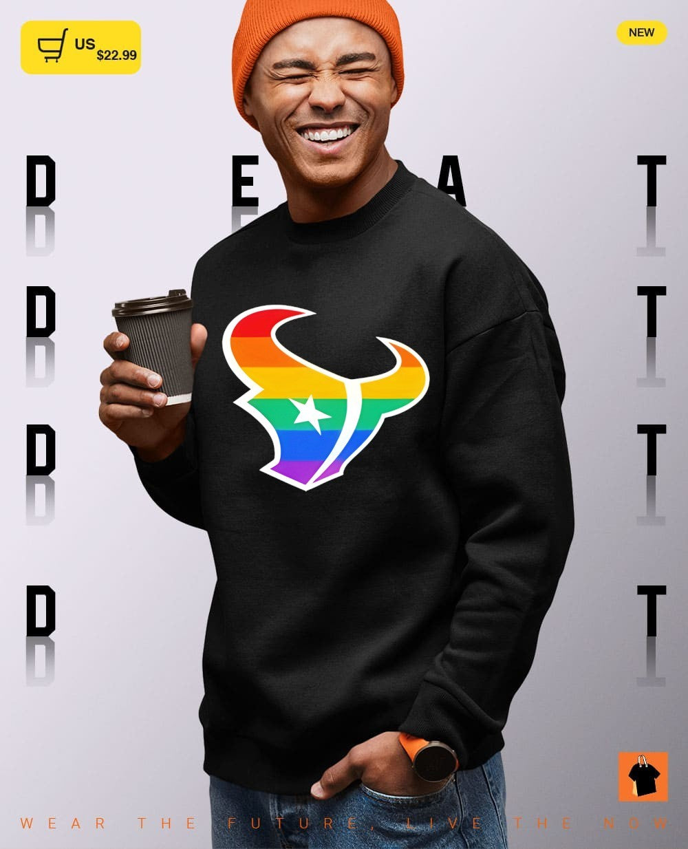 Houston Texans pride bull logo symbol apparel colorful team mascot football shirt