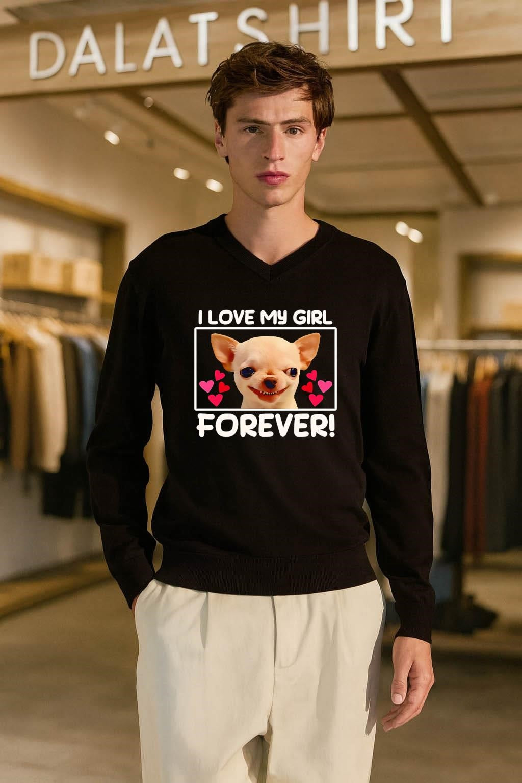 I Love My Girl Forever Smiling Chihuahua Dog Hearts shirt