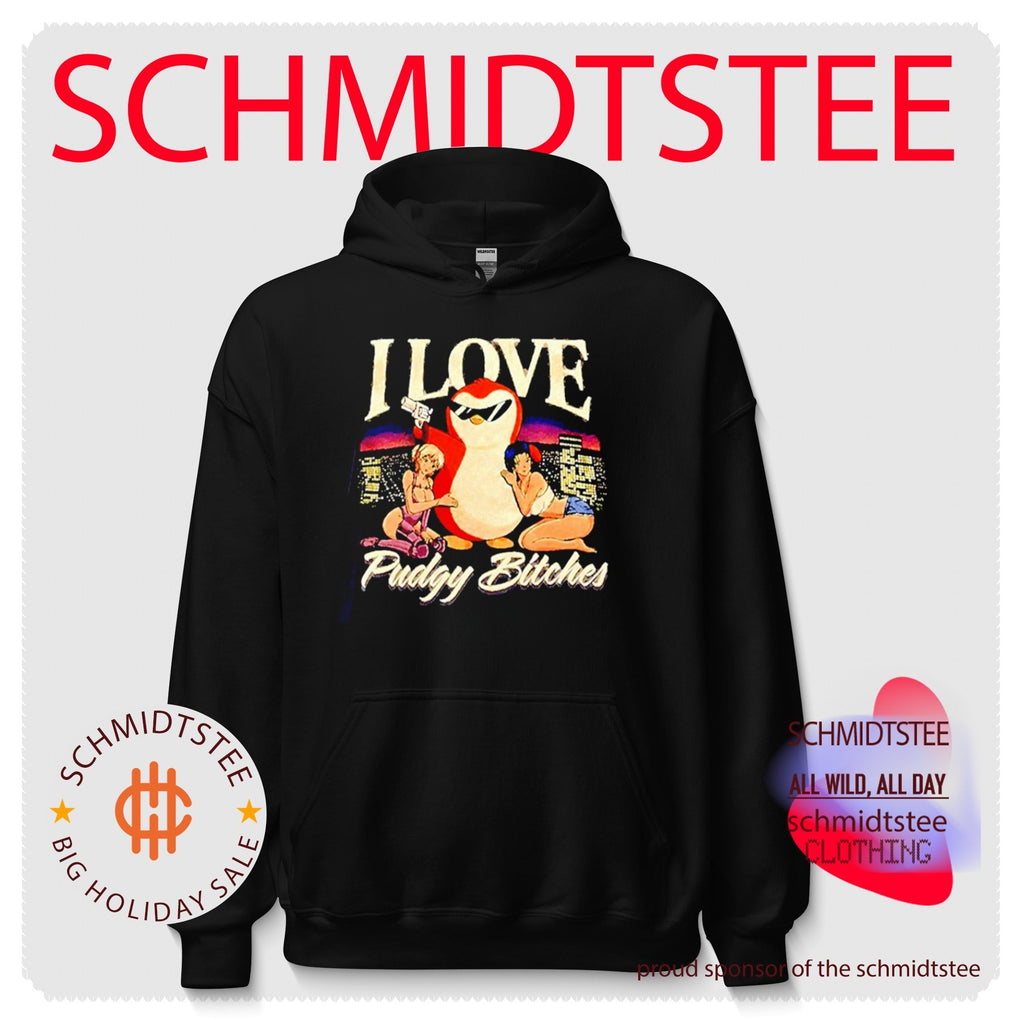 I Love Pudgy Bitches Penguin Anime funny graphic shirt