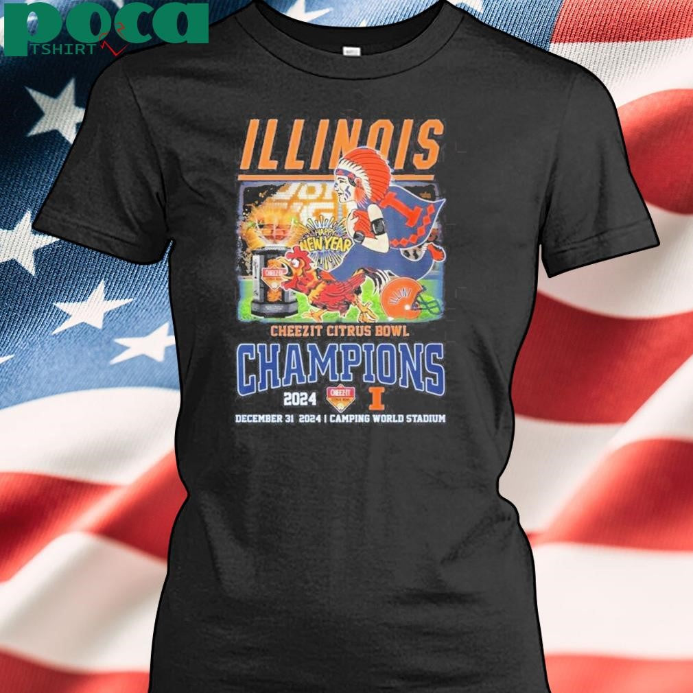 Illinois Fighting Illini Cheezit Citrus Bowl 2024 Champions Celebrating T-Shirt