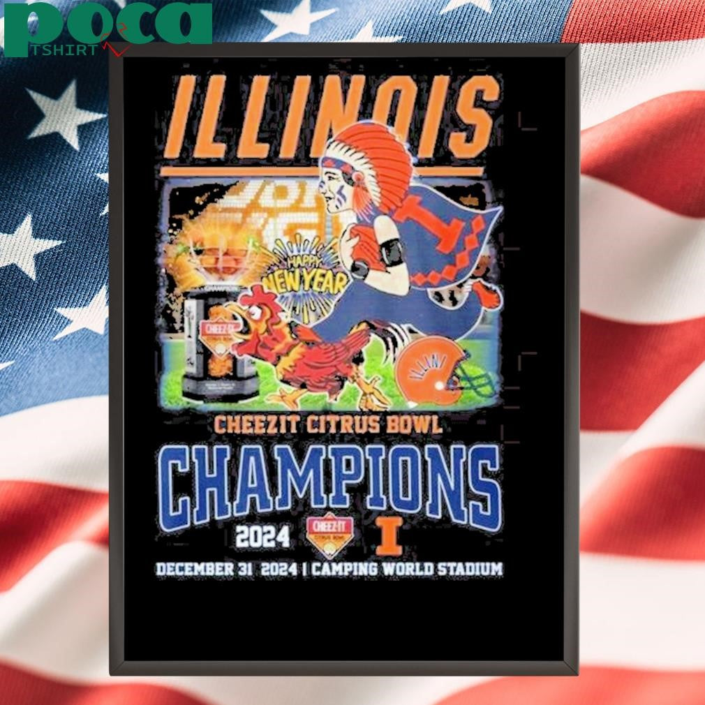 Illinois Fighting Illini Cheezit Citrus Bowl 2024 Champions Celebrating T-Shirt