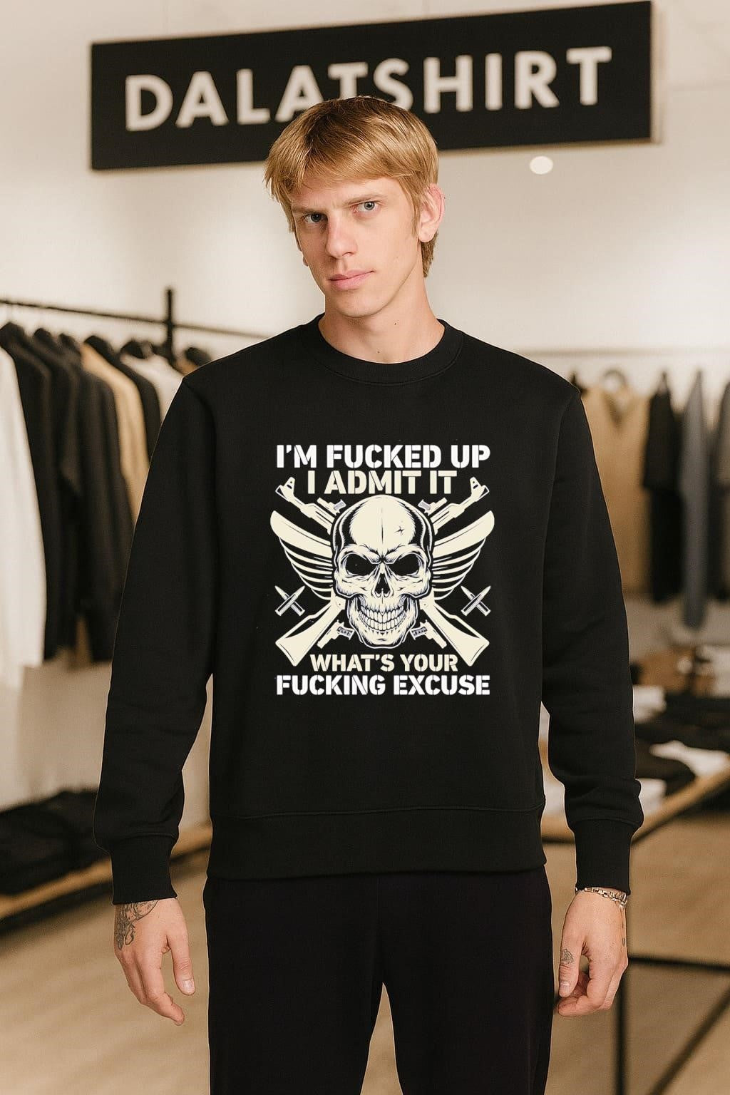 I’m fucked up I admit it skull guns shirt
