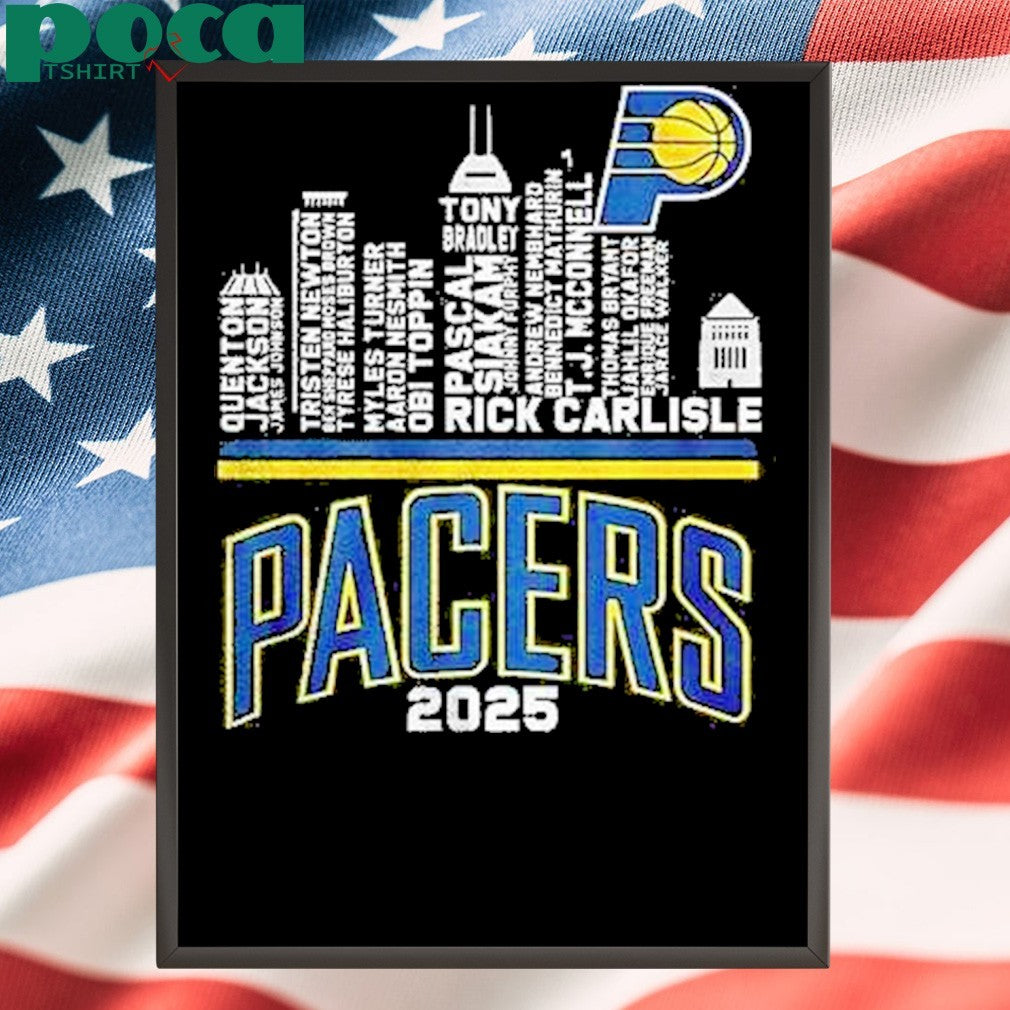 Indiana Pacers Skyline City Players Name 2024 2025 Shirt