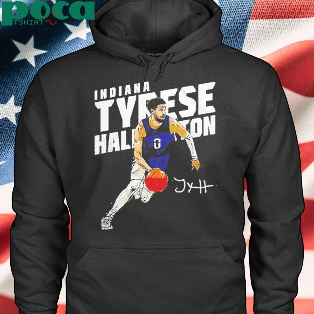 Indiana Pacers Tyrese Haliburton Basketball Player Slant Graphic Shirt