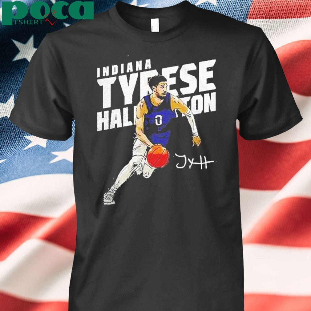Indiana Pacers Tyrese Haliburton Basketball Player Slant Graphic Shirt