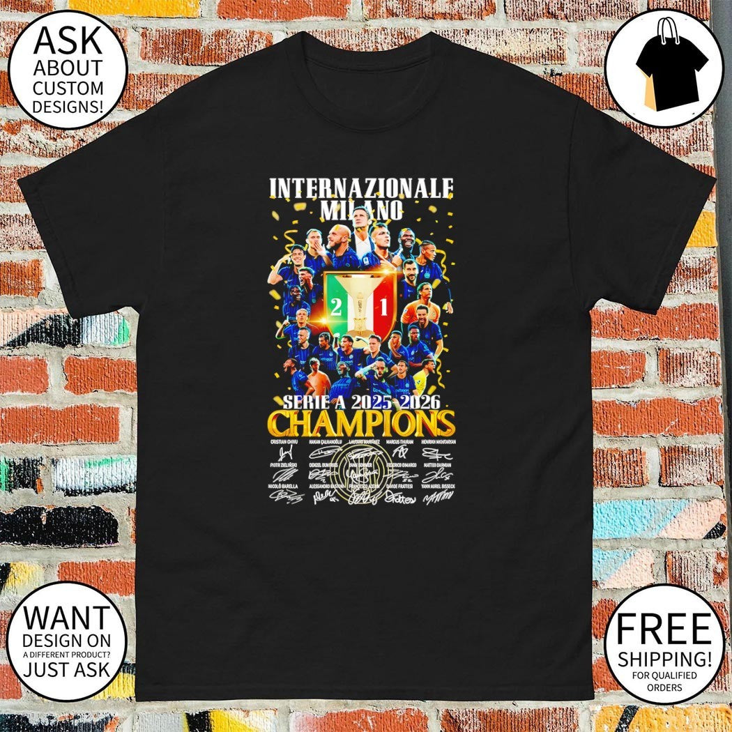 Internazionale Milano Inter Milan Serie A 2025-2026 Champions signatures shirt