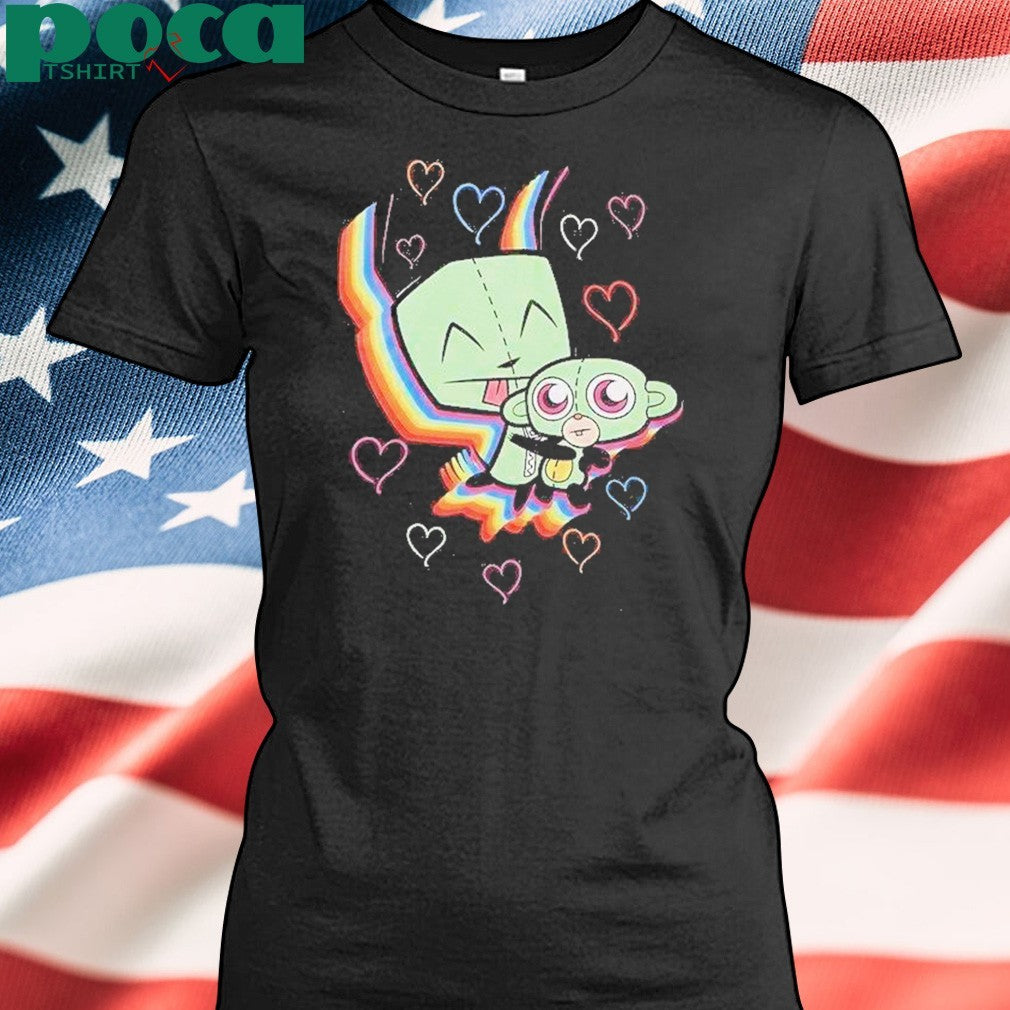 Invader Zim Gir Rainbow Hearts Shirt