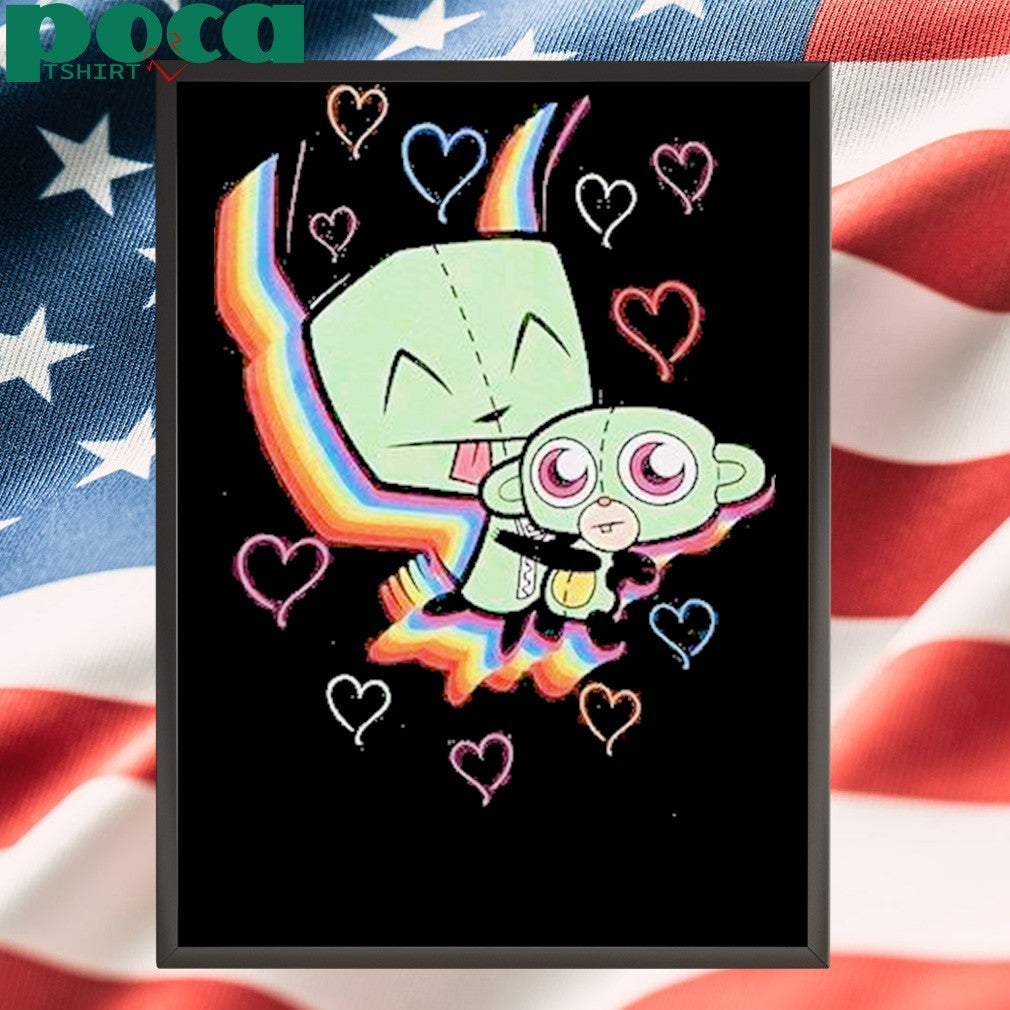 Invader Zim Gir Rainbow Hearts Shirt
