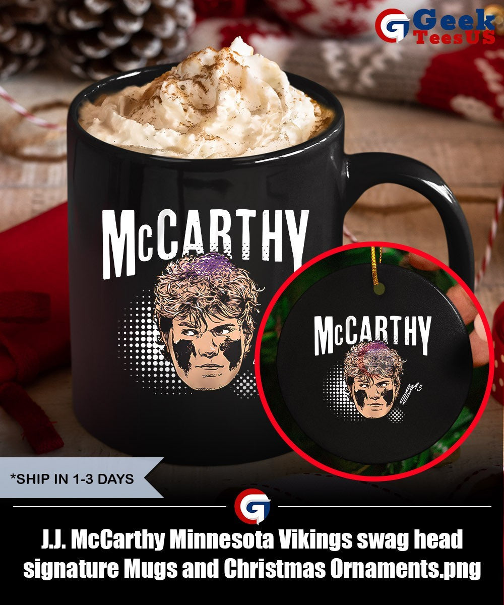 J.J. McCarthy Minnesota Vikings swag head signature shirt