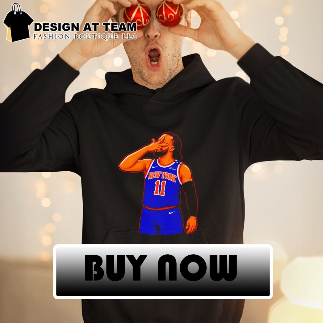 Jalen Brunson New York 11 basketball star player signature pose jersey shirt