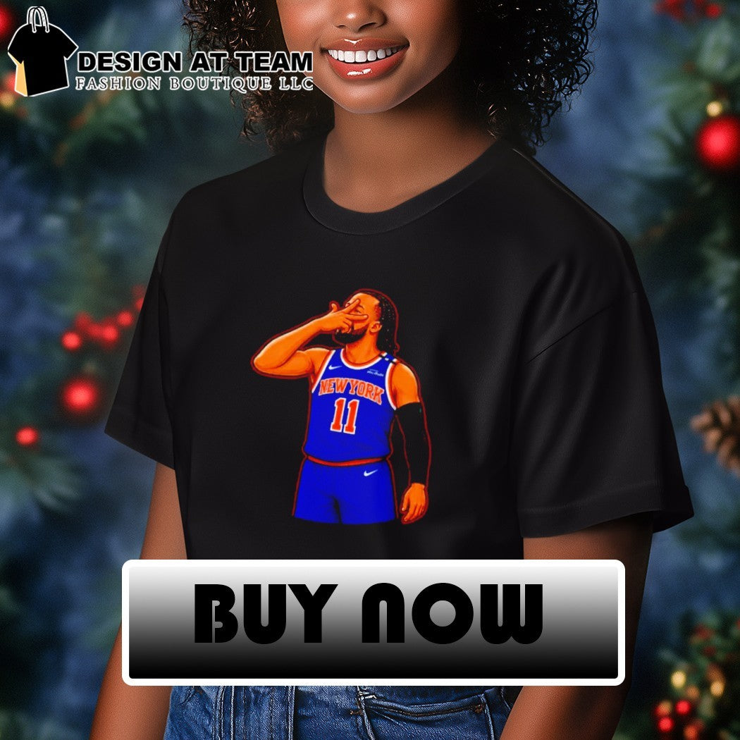 Jalen Brunson New York 11 basketball star player signature pose jersey shirt