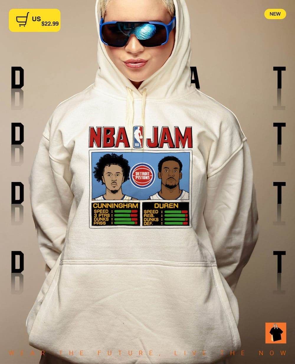 Jalen Duren and Cade Cunningham Detroit Pistons Basketball NBA Jam Tri-Blend shirt