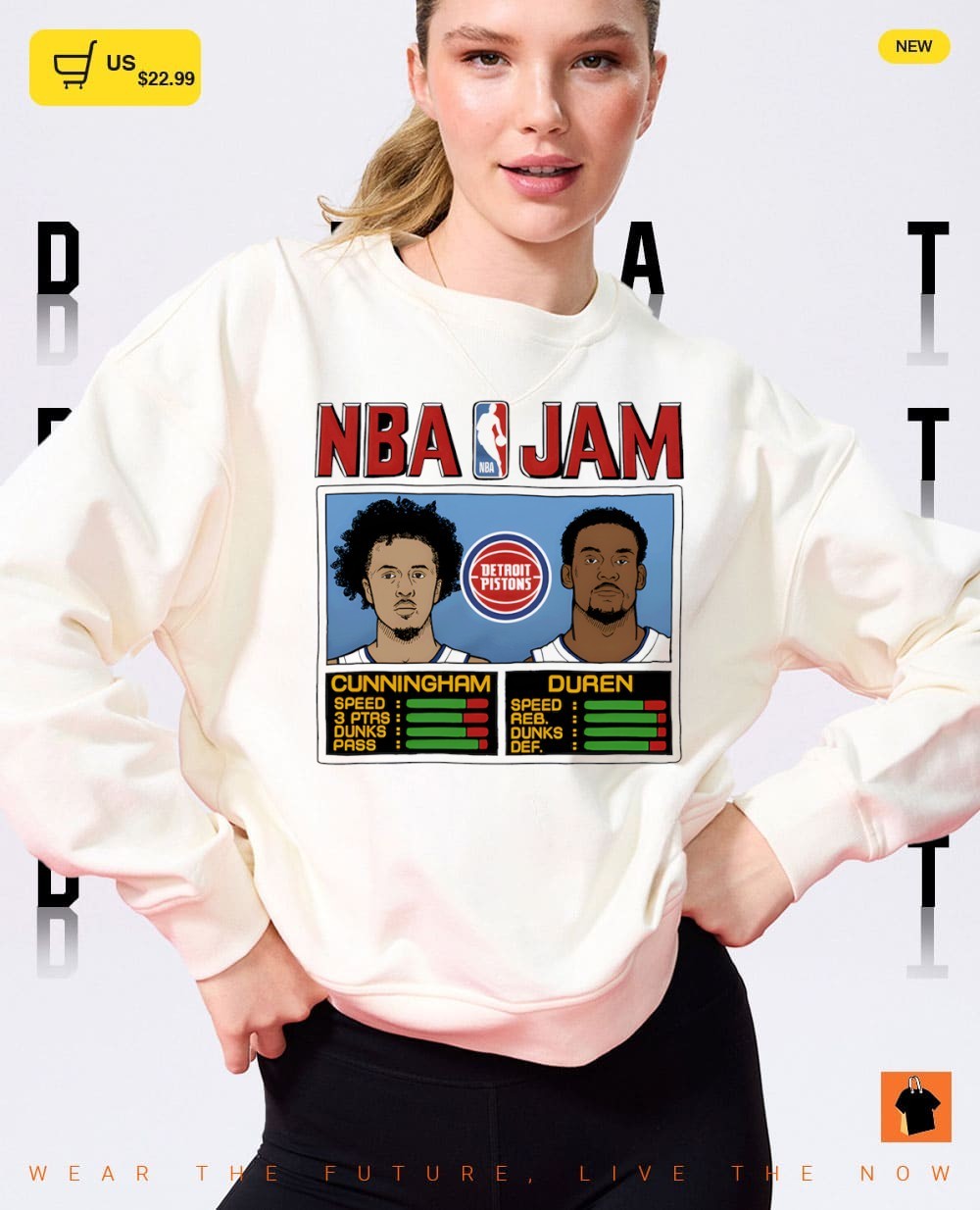 Jalen Duren and Cade Cunningham Detroit Pistons Basketball NBA Jam Tri-Blend shirt
