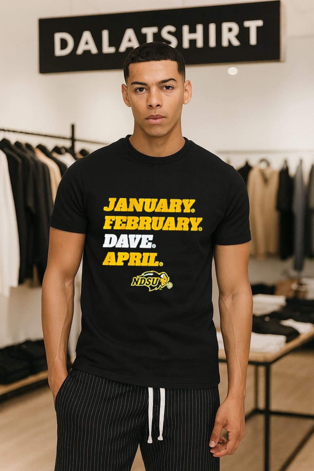 January February Dave April NDSU Bison Logo shirt