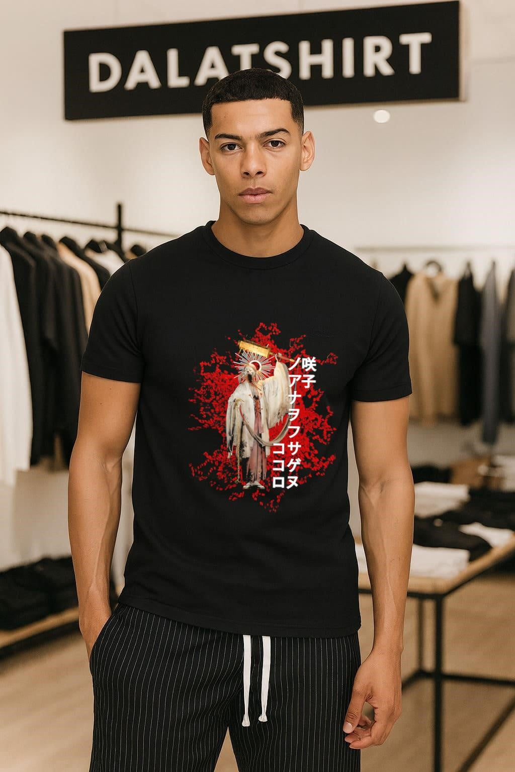 Japanese Character Undead Monk Warrior Saki Flower shirt