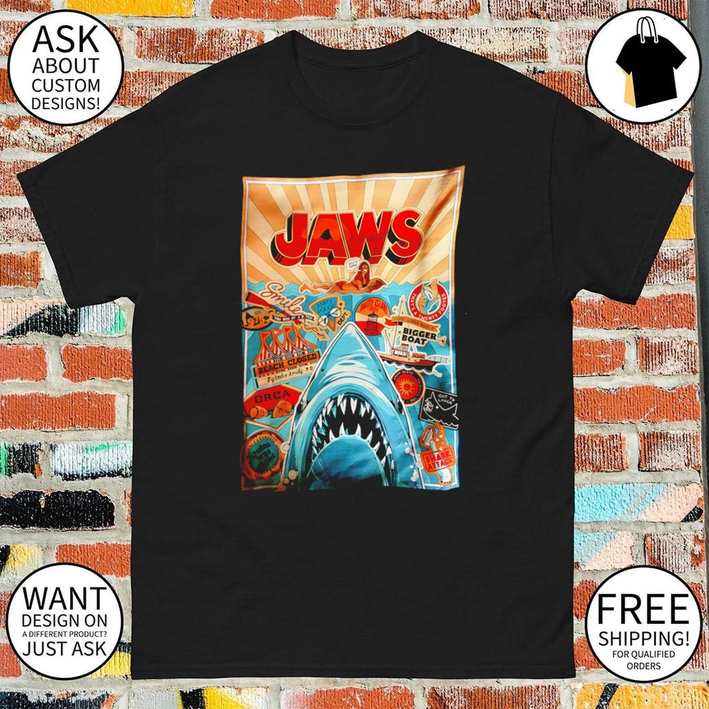 Jaws beach closed bigger boat icons poster shirt