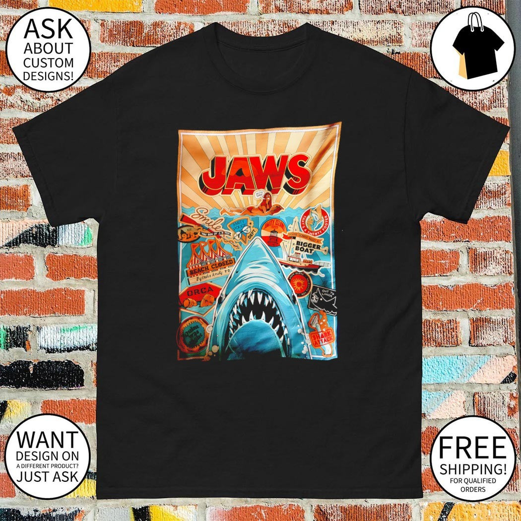 Jaws beach closed bigger boat icons poster shirt
