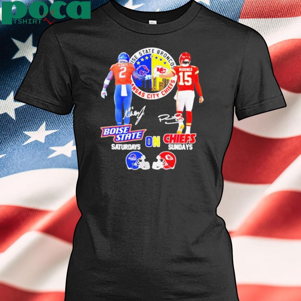 Jeanty Boise State Broncos on Saturday and Mahomes Kansas City Chiefs on sunday signature shirt