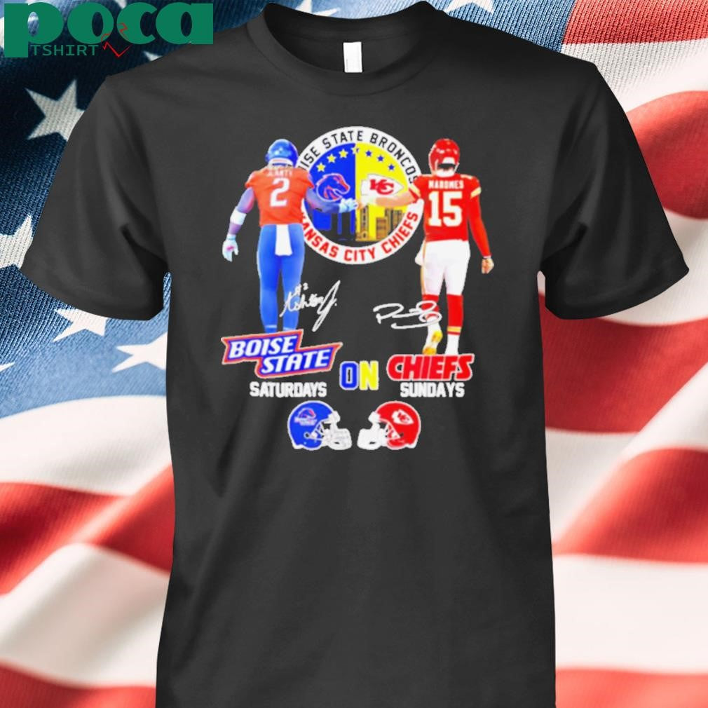 Jeanty Boise State Broncos on Saturday and Mahomes Kansas City Chiefs on sunday signature shirt