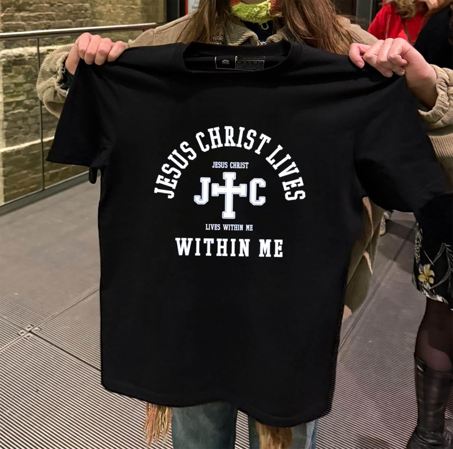 Jesus Christ Lives Within Me Cross Logo shirt