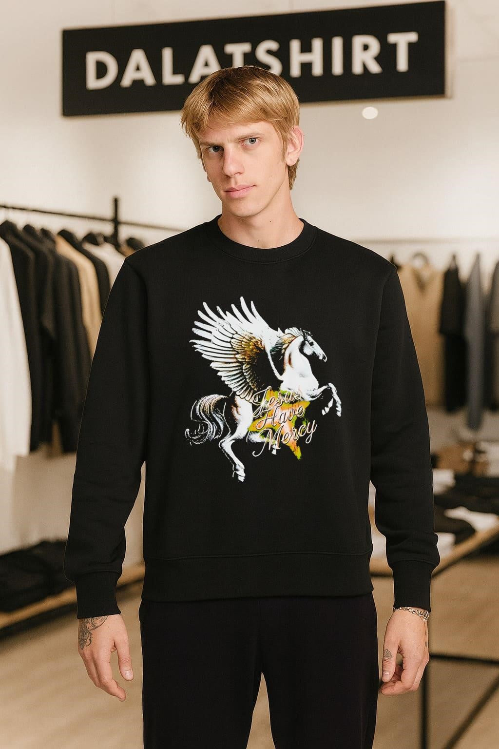 Jesus Have Mercy Winged Pegasus Horse Religious Graphic shirt