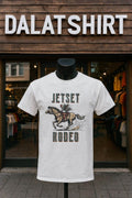 Jetset Rodeo Rooster Riding Galloping Horse with Sunglasses Funny shirt