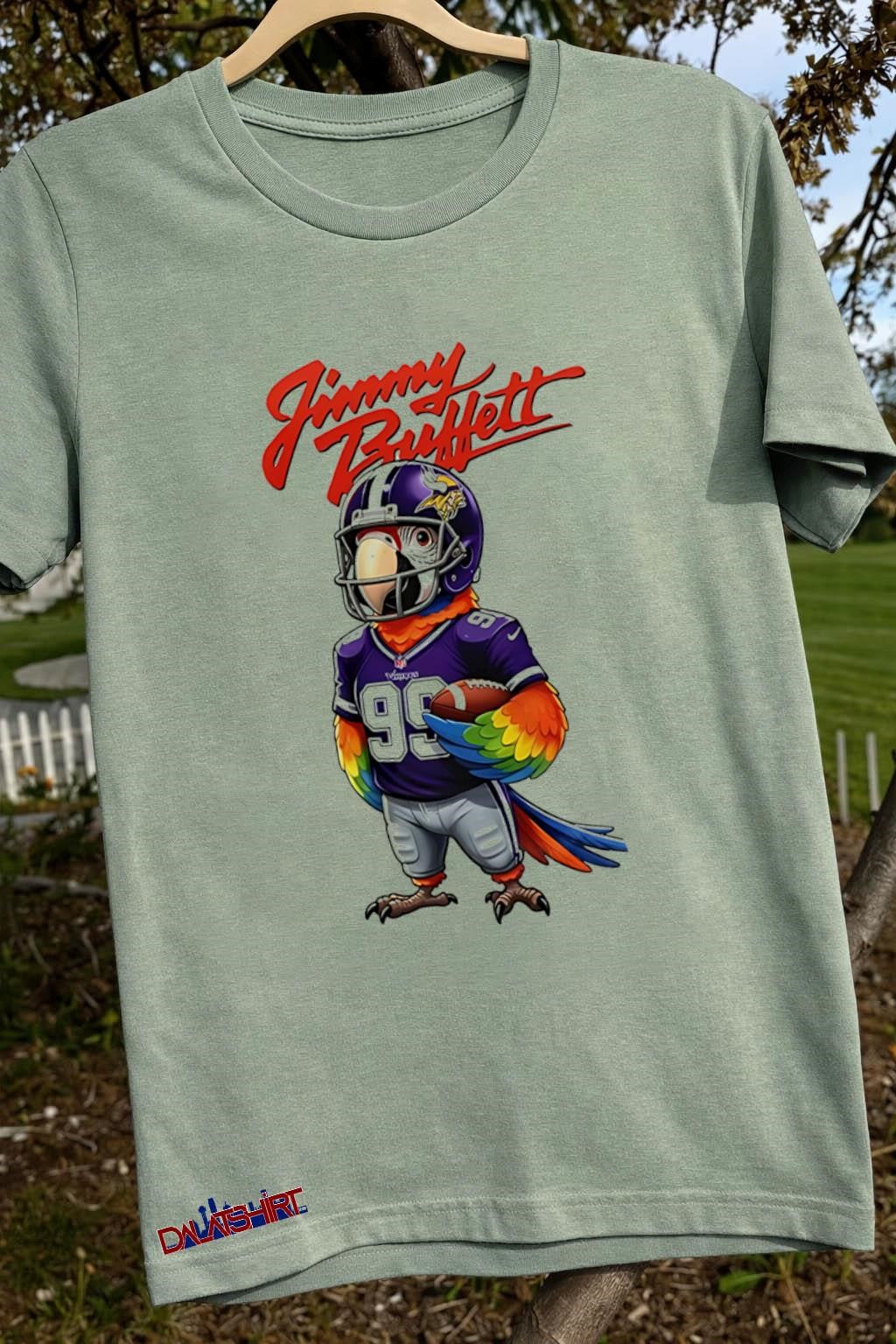 Jimmy Buffett Minnesota Vikings Parrot Football Player Graphic shirt