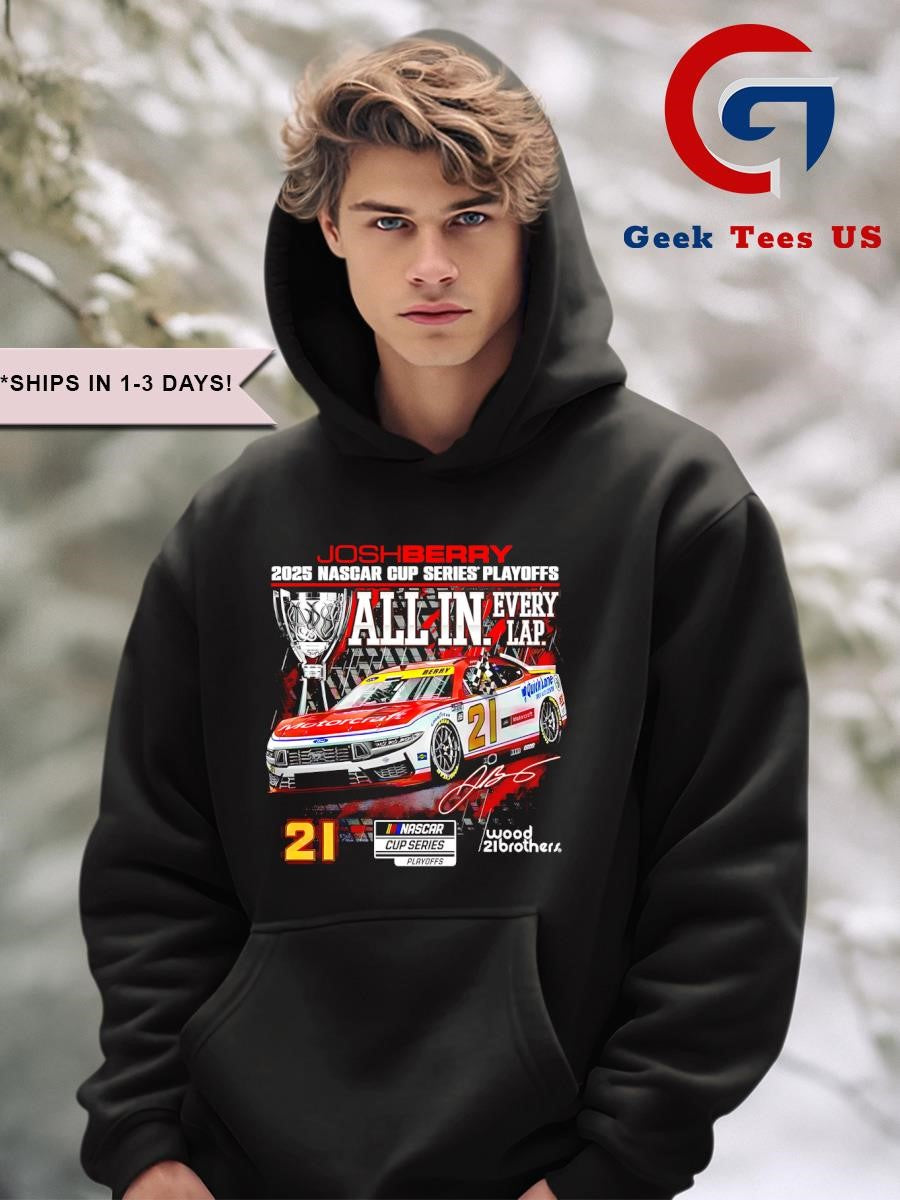 Josh Berry 2025 Nascar Cup Series Playoffs Ford Motorcraft All In Checkered flag signature shirt