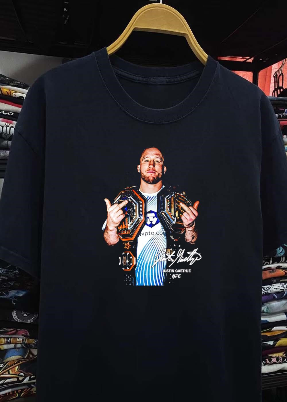 Justin Gaethje Signature UFC Champion Flip Off Crypto com shirt