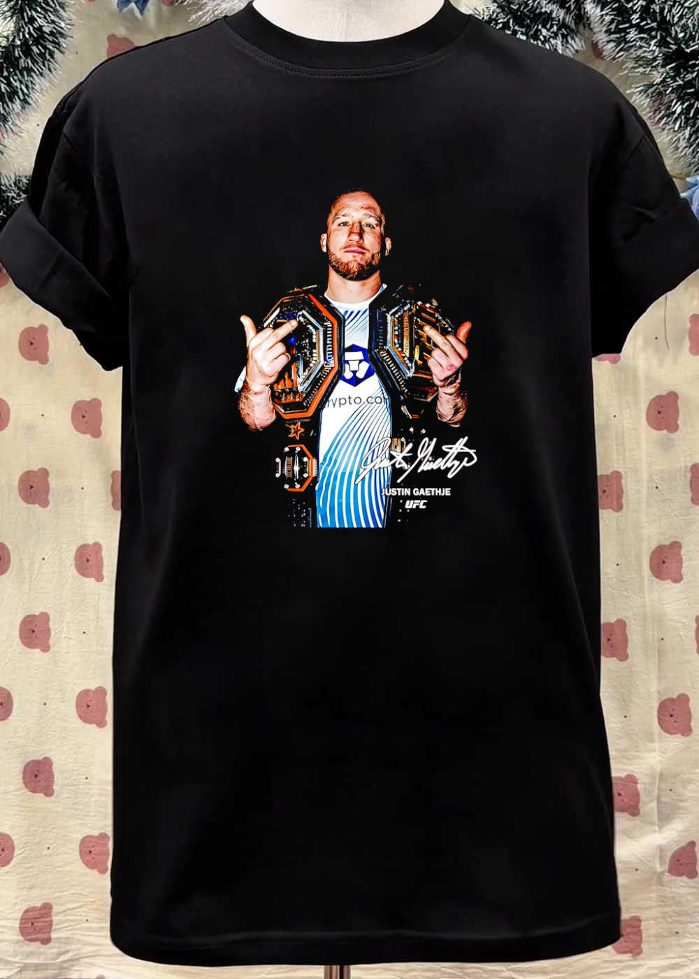Justin Gaethje Signature UFC Champion Flip Off Crypto com shirt