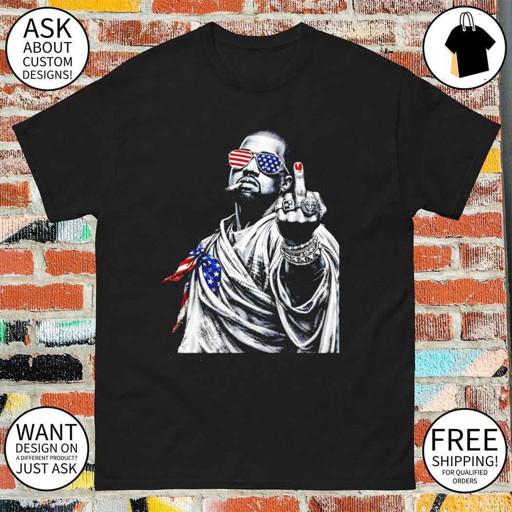 Kanye West middle finger American flag Hip Hop 2026 vintage shirt