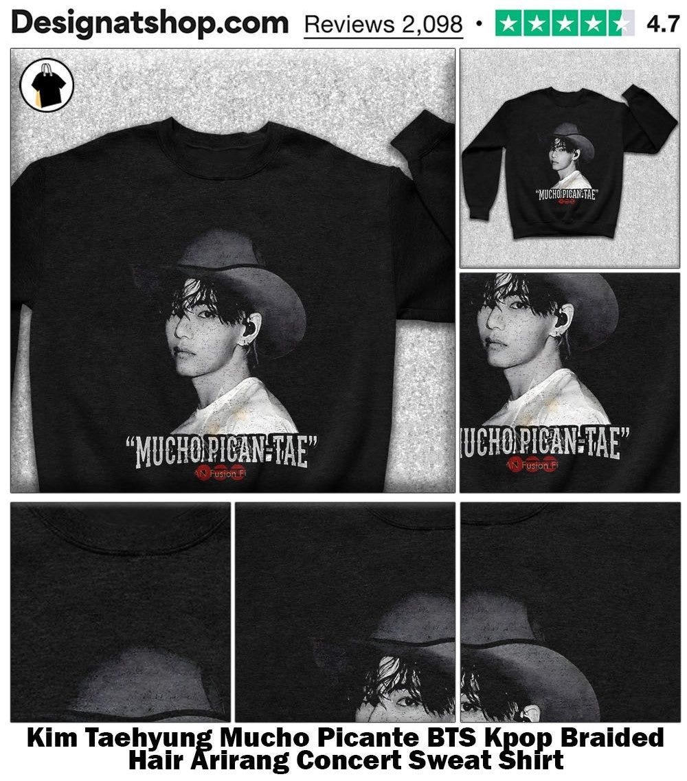 Kim Taehyung Mucho Picante BTS Kpop Braided Hair Arirang Concert shirt