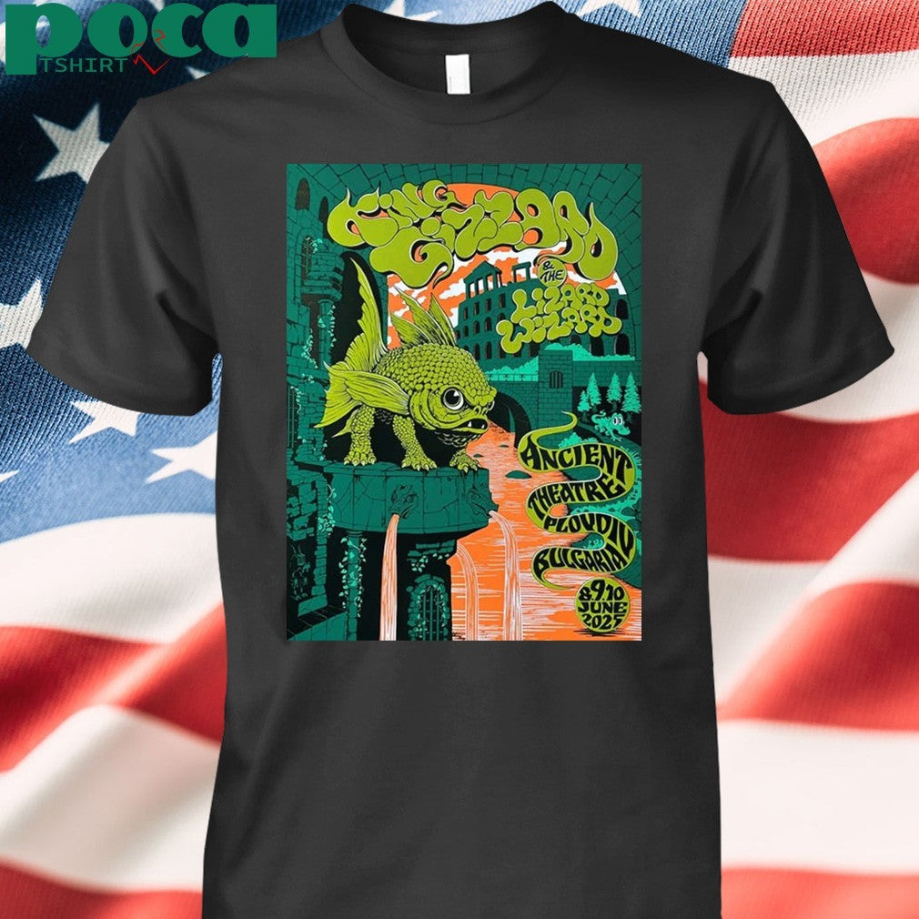 King Gizzard At Ancient Theatre In Plovdiv Bulgaria On June 8-9-10 2025 Green Fish Shirt
