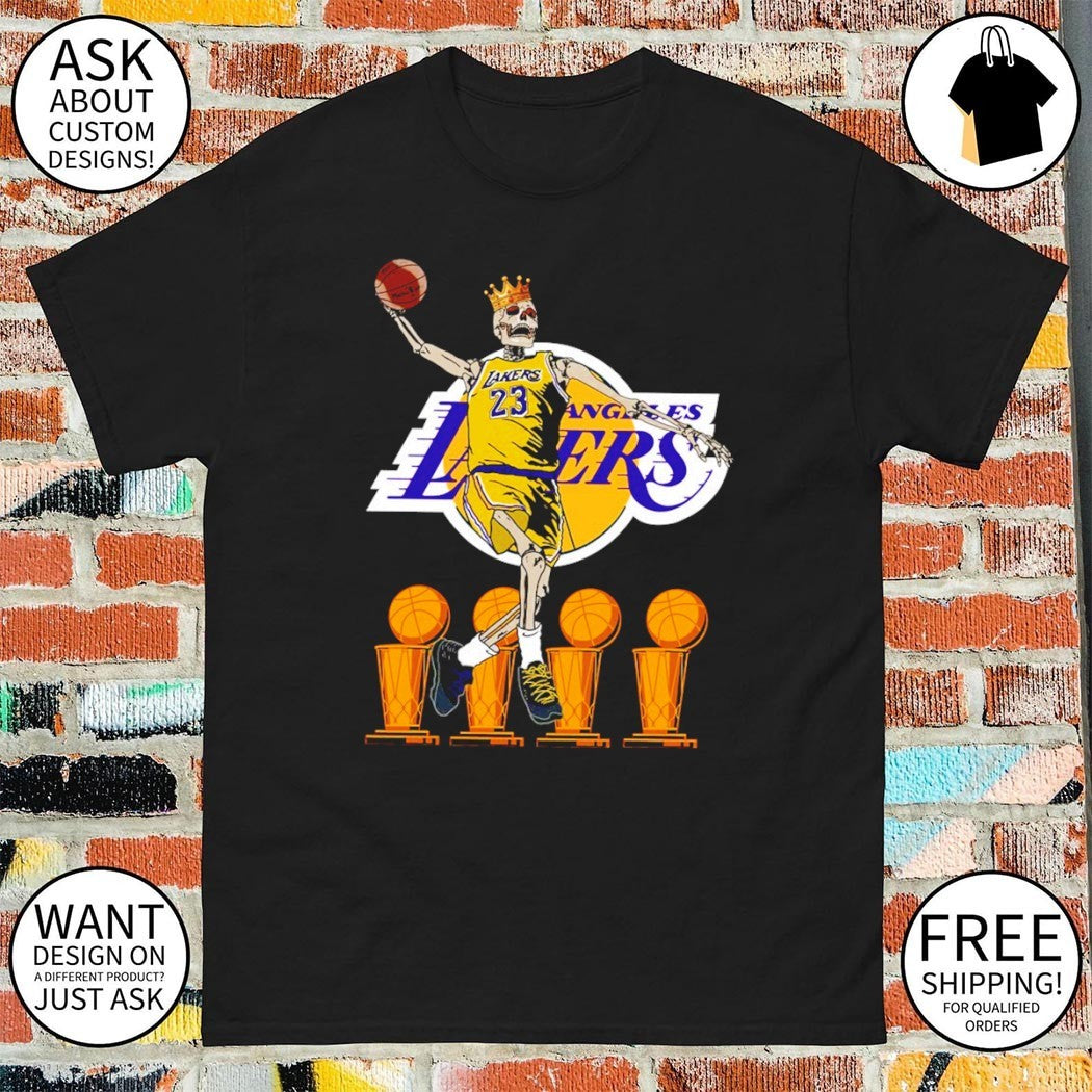 King James Los Angeles Lakers skeleton trophys basketball legend shirt