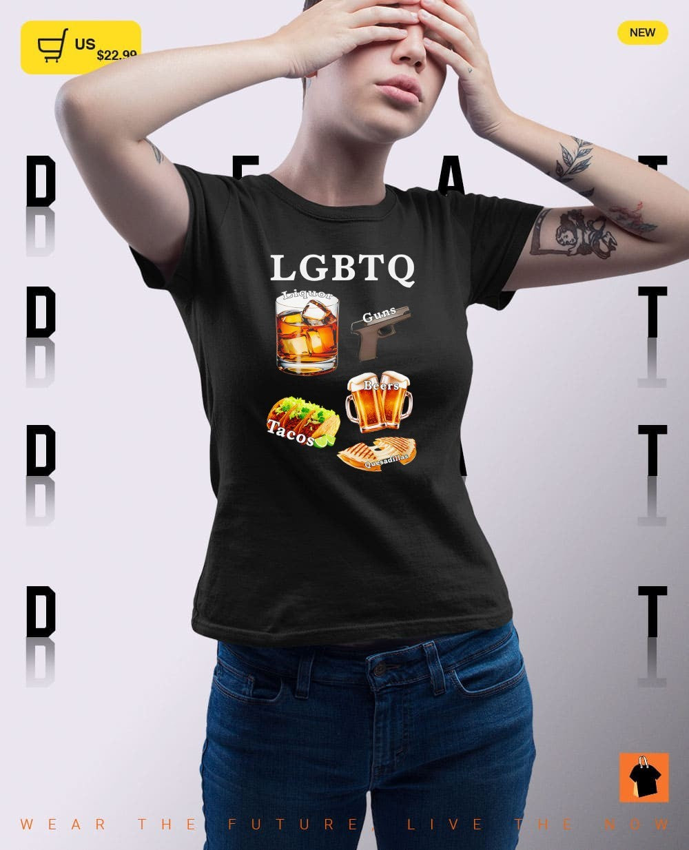 LGBTQ liquor guns beers tacos quesadillas graphic shirt