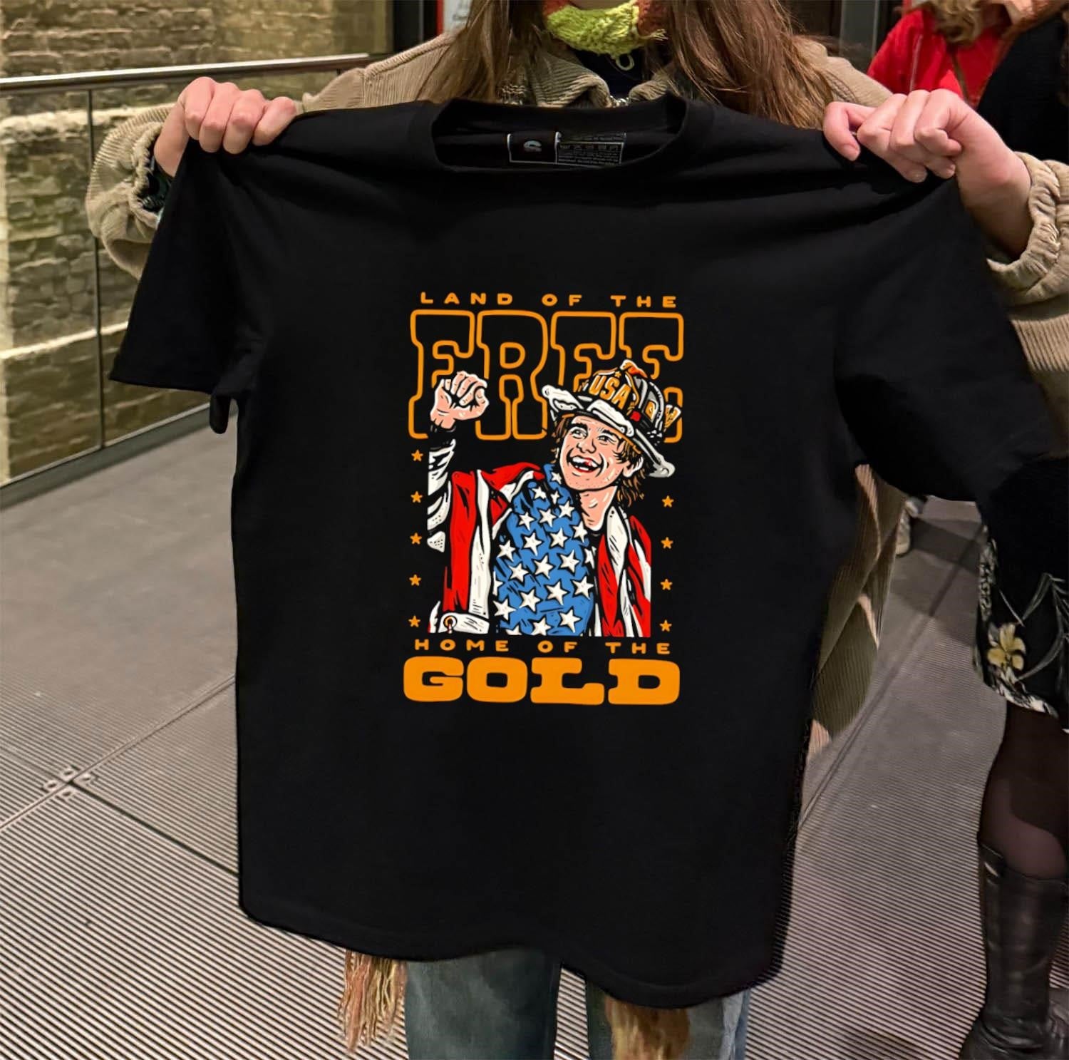 Land of the Free Home of the Gold Firefighter shirt