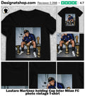 Lautaro Martínez holding Cup Inter Milan FC photo vintage shirt