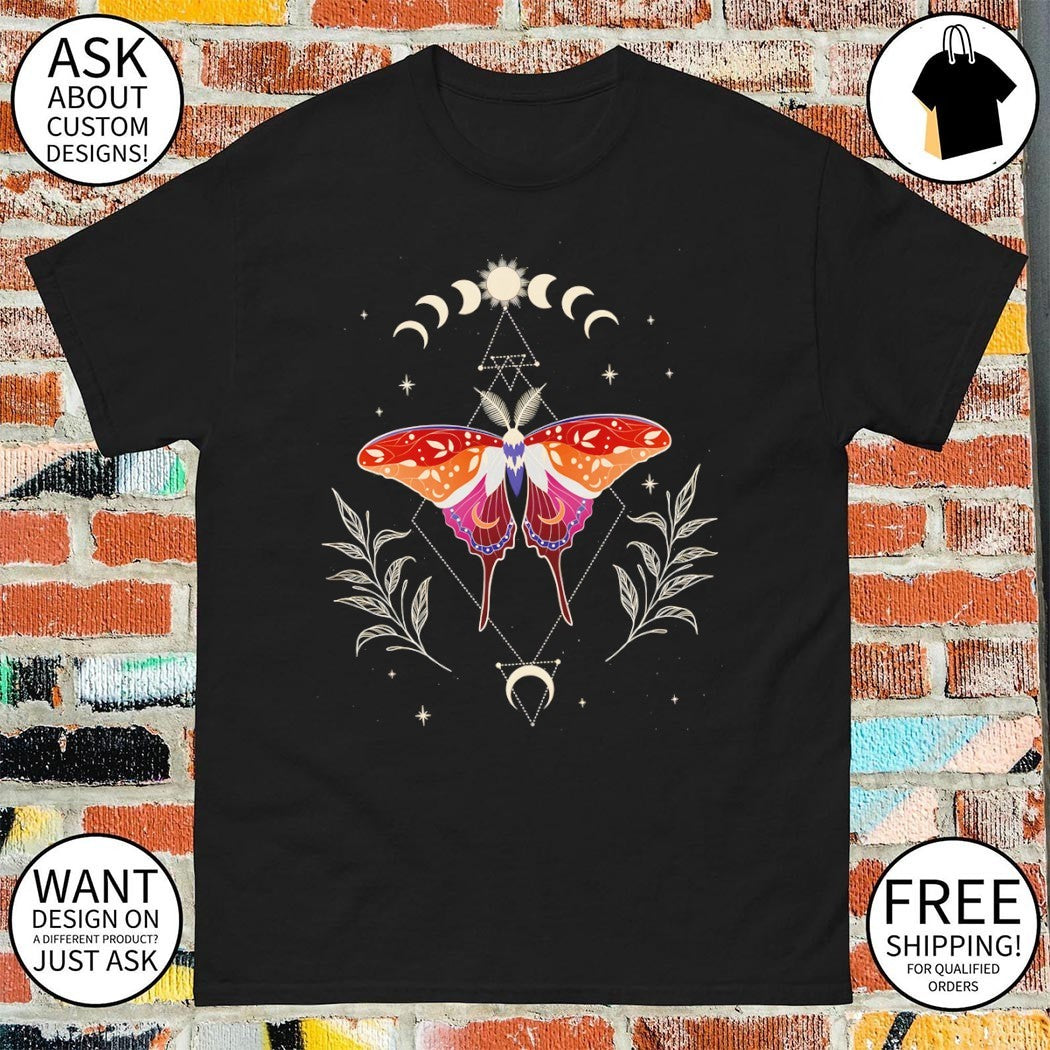 Lesbian Luna Moth Moon Phase Cottagecore LGBT Pride Month shirt