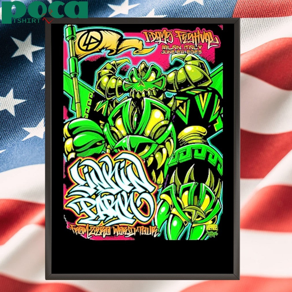 Linkin Park From Zero World Tour 2025 In Milan Italy Gig Poster At I-DAYS Festival On June 24th Art By Urban Aztek shirt
