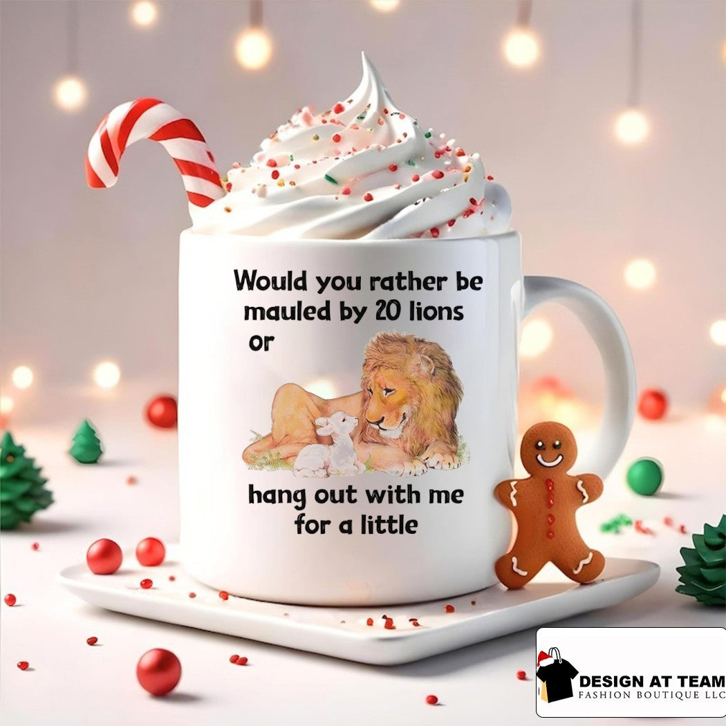 Lion and rabbit would you rather be mauled by 20 lions or hang out with me for a little shirt