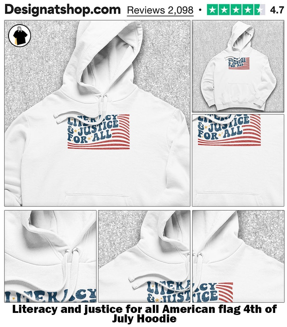 Literacy and justice for all American flag 4th of July shirt